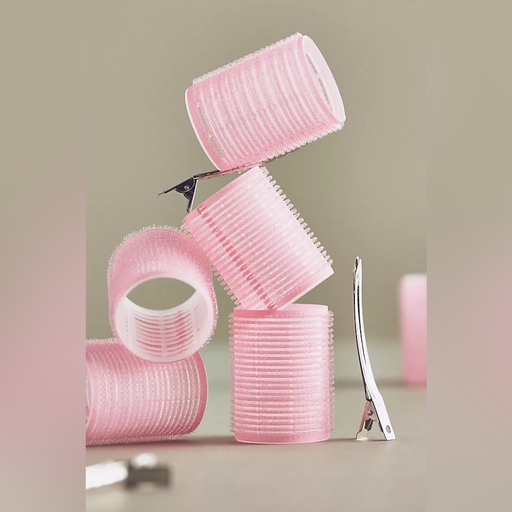 Set of 6 Pink Velcro Hair Roller Self adhesive bangs